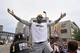 CLEVELAND, OH - JUNE 22: LeBron James #23 of the Cleveland Cavaliers waves to the fans during the Cleveland Cavaliers Victory Parade And Rally on June 22, 2016 in downtown Cleveland, Ohio. NOTE TO USER: User expressly acknowledges and agrees that, by downloading and/or using this Photograph, user is consenting to the terms and conditions of the Getty Images License Agreement. Mandatory Copyright Notice: Copyright 2016 NBAE (Photo by David Liam Kyle/NBAE/Getty Images)