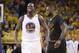 OAKLAND, CA - JUNE 12: Draymond Green #23 of the Golden State Warriors reacts late in the game as LeBron James #23 of the Cleveland Cavaliers looks on in his teams 129-120 victory in Game 5 of the 2017 NBA Finals at ORACLE Arena on June 12, 2017 in Oakland, California. NOTE TO USER: User expressly acknowledges and agrees that, by downloading and or using this photograph, User is consenting to the terms and conditions of the Getty Images License Agreement. (Photo by Ezra Shaw/Getty Images)