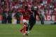 LISBON, PORTUGAL - MAY 13: Benfica's defender Nelson Semedo from Portugal (L) vies with Vitoria Guimaraes forward Moussa Marega from Mali (R) during the match between SL Benfica and Vitoria SC for the Portuguese Primeira Liga at Estadio da Luz on May 13, 2017 in Lisbon, Portugal. (Photo by Carlos Rodrigues/Getty Images)