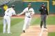 OAKLAND, CA - JUNE 07: Trevor Plouffe #3 of the Oakland Athletics is congratulated by third base coach Chip Hale after he hit a home run in the fourth inning against the Toronto Blue Jays at Oakland Alameda Coliseum on June 7, 2017 in Oakland, California. (Photo by Ezra Shaw/Getty Images)