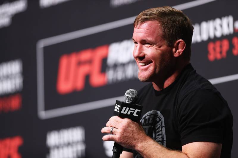 HAMBURG, GERMANY - SEPTEMBER 02: UFC Hall of Famer Matt Hughes answers questions for fans and media during a Q&A before the UFC Fight Night Weigh-in held at Barclaycard Arena on September 2, 2016 in Hamburg, Germany. Andrei 'The Pit Bull' Arlovski and Josh 'The Warmaster' Barnett will fight in the main event on Saturday the 3rd of September, 2016 in this location. (Photo by Dean Mouhtaropoulos/Zuffa LLC/Zuffa LLC via Getty Images)