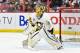 OTTAWA, ON - MAY 23: Marc-Andre Fleury #29 of the Pittsburgh Penguins gets into position during the warmup against the Ottawa Senators in Game Six of the Eastern Conference Final during the 2017 NHL Stanley Cup Playoffs at Canadian Tire Centre on May 23, 2017 in Ottawa, Ontario, Canada. The Ottawa Senators defeated the Pittsburgh Penguins 2-1. (Photo by Minas Panagiotakis/Getty Images)