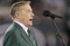 Former New York Jets' player Larry Grantham talks during halftime of an NFL football game Monday, Oct. 17, 2011 in East Rutherford, N.J. (AP Photo/Julio Cortez)