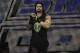 MIAMI, FL- SEPTEMBER 01: Roman Reigns looks on during the WWE Smackdown on September 1, 2015 at the American Airlines Arena in Miami, Florida. (Photo by Ron ElkmanSports Imagery/Getty Images)