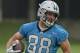 Carolina Panthers' Greg Olsen (88) runs after a catch in practice during the NFL football team's organized team activities in Charlotte, N.C., Tuesday, May 30, 2017. (AP Photo/Chuck Burton)