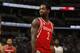 Houston Rockets guard Patrick Beverley (2) in the second half of an NBA basketball game Saturday, March 18, 2017, in Denver. The Rockets won 109-105. (AP Photo/David Zalubowski)