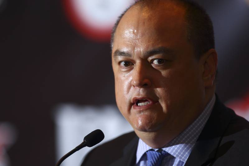 LONDON, ENGLAND - APRIL 18: Scott Coker speaks during the Bellator 158 MMA Press Conference at the Four Seasons Hotel on April 18, 2016 in London, England. (Photo by Jordan Mansfield/Getty Images)