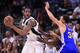 SAN ANTONIO, TX - MAY 20: LaMarcus Aldridge #12 of the San Antonio Spurs handles the ball against Stephen Curry #30 and Draymond Green #23 of the Golden State Warriors in the first half during Game Three of the 2017 NBA Western Conference Finals at AT&T Center on May 20, 2017 in San Antonio, Texas. NOTE TO USER: User expressly acknowledges and agrees that, by downloading and or using this photograph, User is consenting to the terms and conditions of the Getty Images License Agreement. (Photo by Ronald Martinez/Getty Images)