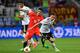 Germany's midfielder Sebastian Rudy (R) vies with Chile's midfielder Pablo Hernandez during the 2017 Confederations Cup group B football match between Germany and Chile at the Kazan Arena Stadium in Kazan on June 22, 2017. / AFP PHOTO / Yuri CORTEZ (Photo credit should read YURI CORTEZ/AFP/Getty Images)