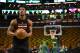 BOSTON, MA - APRIL 26: Jimmy Butler #21 of the Chicago Bulls warms up before the game against the Boston Celtics during Game Five of the Eastern Conference Quarterfinals of the 2017 NBA Playoffs on April 26, 2017 at TD Garden in Boston, MA. NOTE TO USER: User expressly acknowledges and agrees that, by downloading and or using this Photograph, user is consenting to the terms and conditions of the Getty Images License Agreement. Mandatory Copyright Notice: Copyright 2017 NBAE (Photo by Brian Babineau/NBAE via Getty Images)