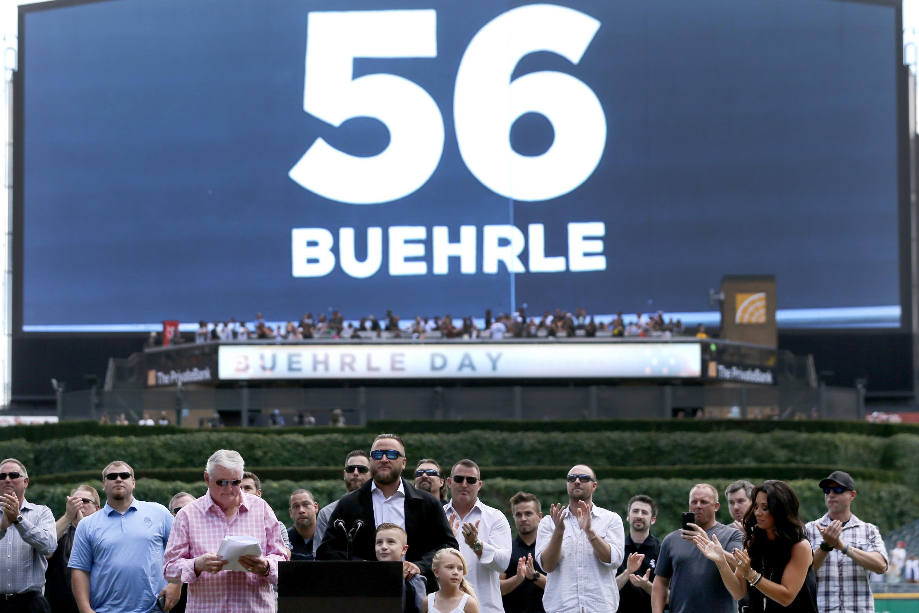 White Sox retire former Blue Jays pitcher Mark Buehrle's No. 56 jersey