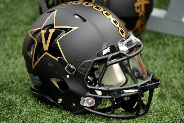 NASHVILLE, TN - SEPTEMBER 19:  A helmet of the Vanderbilt Commodores rests on the sideline during a game against the Austin Peay Governors at Vanderbilt Stadium on September 19, 2015 in Nashville, Tennessee.  (Photo by Frederick Breedon/Getty Images)