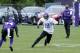 Minnesota Vikings wide receiver Michael Floyd, right, makes a cut as he works out during the NFL football team practice Wednesday, May 24, 2017, in Eden Prairie, Minn. Back in his native state, with family, friends and former Notre Dame teammates now around him, Floyd is in position to get his career and life back on track a drunken driving sentence. (AP Photo/Jim Mone)