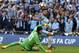 Manchester City's Sergio Aguero, left, scores the opening goal past Arsenal goalkeeper Petr Cech during the English FA Cup semifinal soccer match between Arsenal and Manchester City at Wembley stadium in London, Sunday, April 23, 2017. (AP Photo/Kirsty Wigglesworth)