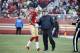 San Francisco 49ers quarterback Colin Kaepernick (7) talks with head coach Chip Kelly during the second half of an NFL football game against the Seattle Seahawks in Santa Clara, Calif., Sunday, Jan. 1, 2017. (AP Photo/Tony Avelar)