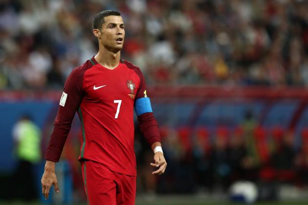 KAZAN, RUSSIA - JUNE 28: Cristiano Ronaldo of Portugal looks on during the FIFA Confederations Cup Russia 2017 Semi-Final match between Portugal and Chile at Kazan Arena on June 28, 2017 in Kazan, Russia. (Photo by Robbie Jay Barratt - AMA/Getty Images)