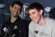 Butler guard Gordon Hayward, right, laughs along with Butler coach Brad Stevens as he announced that he will remain in the NBA draft, giving up his final two years of college basketball eligibility during a press conference in Indianapolis, Friday, May 7, 2010. (AP Photo/Michael Conroy)