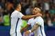 Chile's forward Alexis Sanchez and Chile's midfielder Arturo Vidal (R) celebrate after Chile won the 2017 Confederations Cup semi-final football match between Portugal and Chile at the Kazan Arena in Kazan on June 28, 2017. / AFP PHOTO / Yuri CORTEZ (Photo credit should read YURI CORTEZ/AFP/Getty Images)