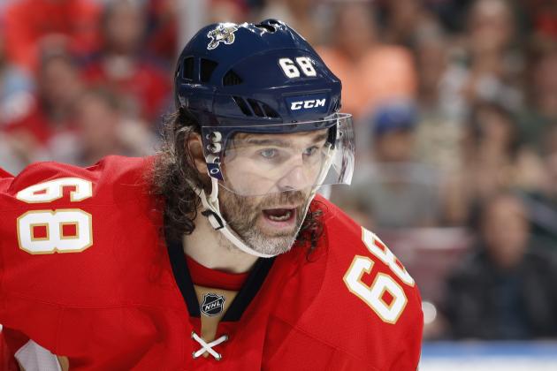 SUNRISE, FL - MARCH 10: Jaromir Jagr #68 of the Florida Panthers prepares for a face off against the Minnesota Wild at the BB&T Center on March 10, 2017 in Sunrise, Florida. The Wild defeated the Panthers 7-4. (Photo by Joel Auerbach/Getty Images)