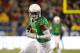 SANTA CLARA, CA - DECEMBER 05: Darren Carrington #87 of the Oregon Ducks looks downfield in the first half of the PAC-12 Championships against the Arizona Wildcatsat Levi's Stadium on December 5, 2014 in Santa Clara, California. (Photo by Brian Bahr/Getty Images)