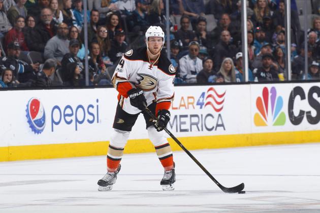 SAN JOSE, CA - MARCH 18: Cam Fowler #4 of the Anaheim Ducks skates with the puck against the San Jose Sharks  at SAP Center on March 18, 2017 in San Jose, California. (Photo by Rocky W. Widner/NHL/Getty Images)