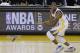 Golden State Warriors forward Andre Iguodala (9) reacts after scoring against the Cleveland Cavaliers during the second half of Game 5 of basketball's NBA Finals in Oakland, Calif., Monday, June 12, 2017. (AP Photo/Ben Margot)