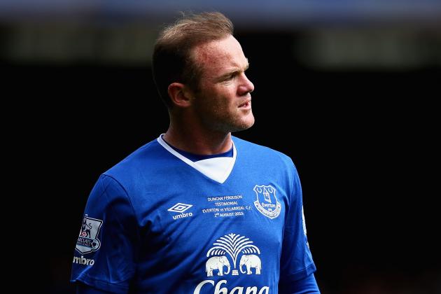 LIVERPOOL, ENGLAND - AUGUST 02:  Wayne Rooney  of Everton and Manchester United in action during the Duncan Ferguson Testimonial match between Everton and Villarreal at Goodison Park on August 2, 2015 in Liverpool, England.  (Photo by Clive Brunskill/Getty Images)