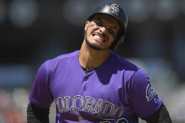 SAN FRANCISCO, CA - JUNE 28:  Nolan Arenado #28 of the Colorado Rockies reacts after striking out against the San Francisco Giants in the top of the seventh inning at AT&T Park on June 28, 2017 in San Francisco, California.  (Photo by Thearon W. Henderson/Getty Images)
