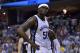 Memphis Grizzlies forward Zach Randolph (50) reacts during the second half of Game 6 in an NBA basketball first-round playoff series against the San Antonio Spurs Thursday, April 27, 2017, in Memphis, Tenn. (AP Photo/Brandon Dill)