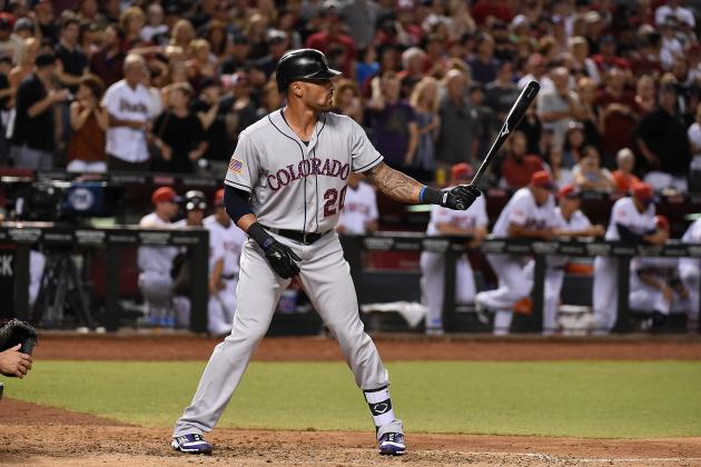 PHOENIX, AZ - JULY 01:  Ian Desmond #20 of the Colorado Rockies gets ready in the batters box against the Arizona Diamondbacks at Chase Field on July 1, 2017 in Phoenix, Arizona.  (Photo by Norm Hall/Getty Images)