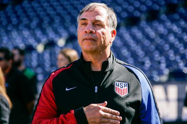 SAN DIEGO, CA - JANUARY 29:  Head coach Bruce Arena of the United States looks on during pregame warm-ups prior to their match against Serbia at Qualcomm Stadium on January 29, 2017 in San Diego, California.  (Photo by Kent Horner/Getty Images)