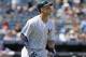 New York Yankees' Aaron Judge watches his two-run home run in the fourth inning of a baseball game against the Toronto Blue Jays in New York, Wednesday, July 5, 2017. (AP Photo/Kathy Willens)