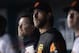 ST. LOUIS, MO - MAY 19: Madison Bumgarner #40 of the San Francisco Giants in the dugout during a game against the St. Louis Cardinals at Busch Stadium on May 19, 2017 in St. Louis, Missouri. (Photo by Michael Thomas/Getty Images)