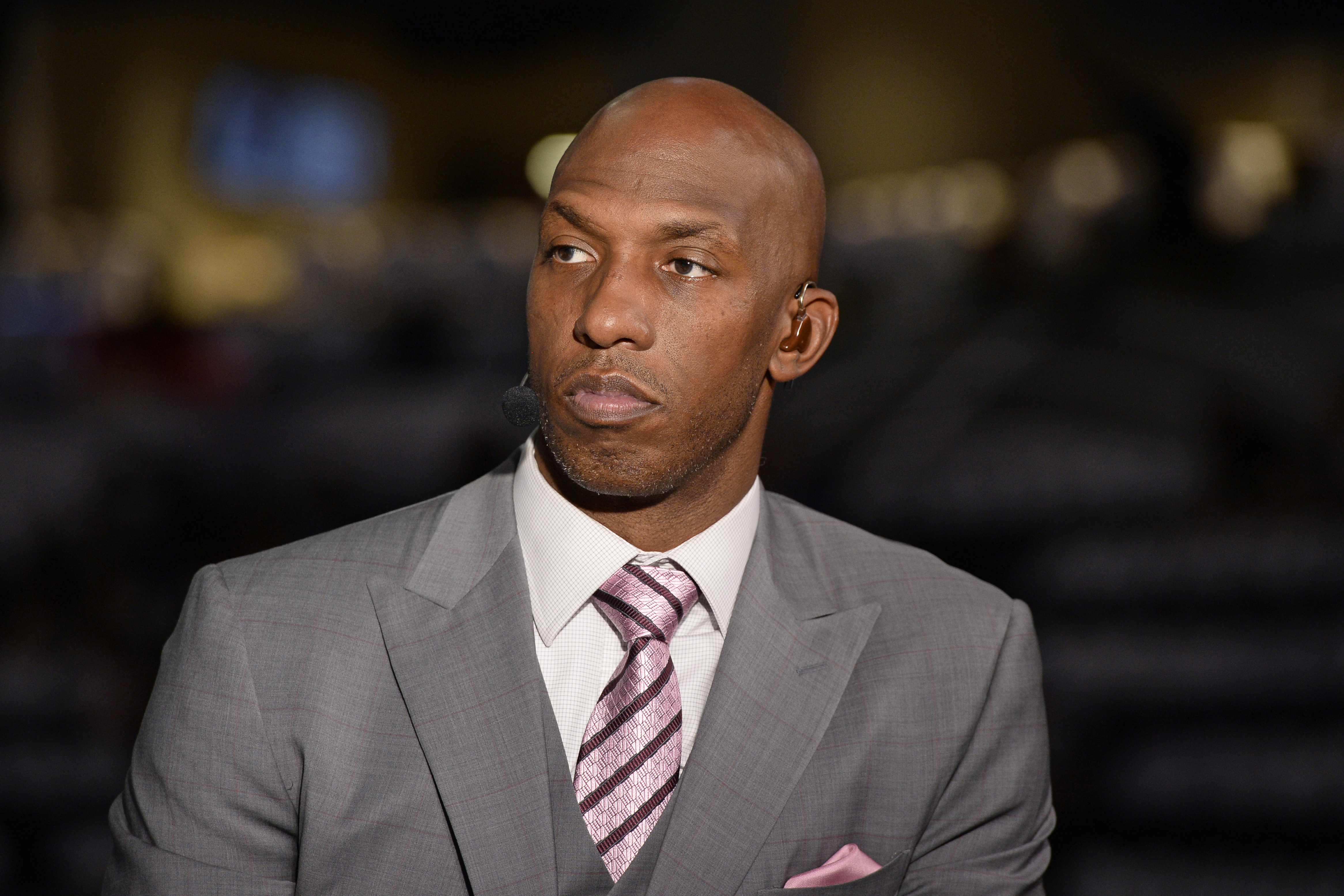 SAN ANTONIO, TX - MAY 22: ESPN Analyst, Chauncey Billups does a segment before Game Four of the Western Conference Finals between the Golden State Warriors and the San Antonio Spurs during the 2017 NBA Playoffs on MAY 22, 2017 at the ATT Center in San Antonio, Texas. NOTE TO USER: User expressly acknowledges and agrees that, by downloading and or using this photograph, user is consenting to the terms and conditions of the Getty Images License Agreement. Mandatory Copyright Notice: Copyright 2017 NBAE (Photos by David Dow/NBAE via Getty Images)