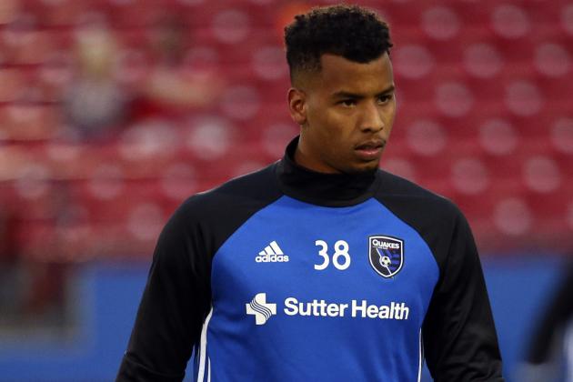 Apr 9, 2016; Dallas, TX, USA; San Jose Earthquakes defender Matheus Silva (38) warms up before the match against FC Dallas at Toyota Stadium. Mandatory Credit: Kevin Jairaj-USA TODAY Sports
