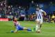 MADRID, SPAIN - APRIL 4: Yuri, #19 of Real Sociedad and Juanfran, #20 of Atletico de Madrid during The La Liga match between Club Atletico de Madrid v Real Sociedad de Futbol at Vicente Calderon on April 4, 2017 in Madrid, Spain. (Photo by Sonia Canada/Getty Images)