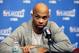 HOUSTON, TX - APRIL 25: Taj Gibson #22 of the Oklahoma City Thunder talks to the media during a press conference after Game Five of the Western Conference Quarterfinals against the Houston Rockets during the 2017 NBA Playoffs on April 25, 2017 at the Toyota Center in Houston, Texas. NOTE TO USER: User expressly acknowledges and agrees that, by downloading and or using this photograph, User is consenting to the terms and conditions of the Getty Images License Agreement. Mandatory Copyright Notice: Copyright 2017 NBAE (Photo by Layne Murdoch/NBAE via Getty Images)