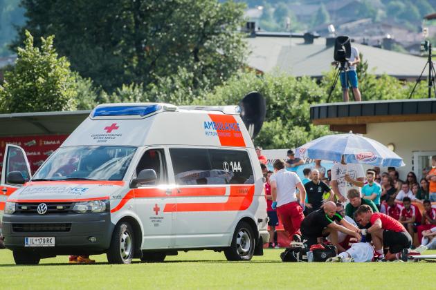 Abdelhak Nouri of Ajax is very badly injured during the friendly match between Ajax Amsterdam and SV Werder Bremen at Lindenstadion on July 08, 2017 in Hippach , Austria(Photo by VI Images via Getty Images)