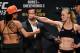 LAS VEGAS, NV - JULY 07: (L-R) Opponents Amanda Nunes of Brazil and Valentina Shevchenko of Kyrgyzstan face off during the UFC 213 weigh-in at the Park Theater on July 7, 2017 in Las Vegas, Nevada. (Photo by Jeff Bottari/Zuffa LLC/Zuffa LLC via Getty Images)
