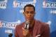 CHICAGO, IL - APRIL 21: Rajon Rondo #9 of the Chicago Bulls speaks during the post-game press conference after the game against the Boston Celtics during Game Three of the Eastern Conference Quarterfinals of the 2017 NBA Playoffs on April 21, 2017 at the United Center in Chicago, Illinois. NOTE TO USER: User expressly acknowledges and agrees that, by downloading and or using this Photograph, user is consenting to the terms and conditions of the Getty Images License Agreement. Mandatory Copyright Notice: Copyright 2017 NBAE (Photo by Gary Dineen/NBAE via Getty Images)