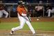 Miami Marlins' Giancarlo Stanton hits a solo home run during the seventh inning of a baseball game against the Chicago Cubs, Sunday, June 25, 2017, in Miami. (AP Photo/Lynne Sladky)