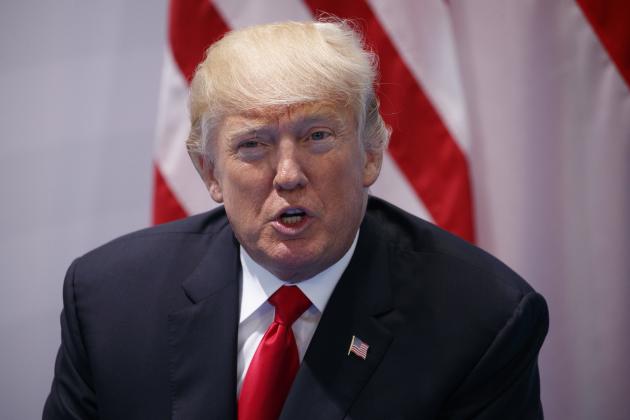 President Donald Trump speaks during a meeting with Singapore's Prime Minister Lee Hsien Loong at the G20 Summit, Saturday, July 8, 2017, in Hamburg, Germany. (AP Photo/Evan Vucci)