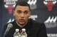 Zach Lavine answer questions during a news conference at the Chicago Bulls NBA basketball team training facility, Tuesday, June 27, 2017, in Chicago. Levine was acquired by the Bulls from the Minnesota Timberwolves. (AP Photo/G-Jun Yam)