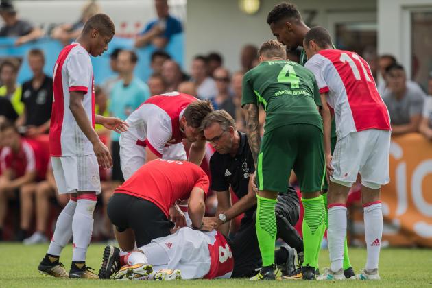 Abdelhak Nouri of Ajax is very badly injured during the friendly match between Ajax Amsterdam and SV Werder Bremen at Lindenstadion on July 08, 2017 in Hippach , Austria(Photo by VI Images via Getty Images)