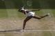 Venus Williams of the United States returns to Britain's Johanna Konta during their Women's Singles semifinal match on day nine at the Wimbledon Tennis Championships in London Thursday, July 13, 2017. (AP Photo/Alastair Grant)