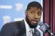 Oklahoma City Thunder forward Paul George answers a question at his first news conference since Oklahoma City's blockbuster trade with the Indiana Pacers, in Oklahoma City, Wednesday, July 12, 2017. (AP Photo/Sue Ogrocki)