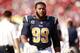 Los Angeles Rams defensive tackle Aaron Donald (99) walks the sidelines during an NFL football game against the Tampa Bay Buccaneers, Sunday, Sept. 25, 2016, in Tampa. The Rams won the game 37-32. (Jeff Haynes/AP Images for Panini)