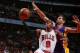 CHICAGO, IL - NOVEMBER 30: Rajon Rondo #9 of the Chicago Bulls goes up for a shot during a game against the Los Angeles Lakers on November 30, 2016 at the United Center in Chicago, Illinois. NOTE TO USER: User expressly acknowledges and agrees that, by downloading and/or using this photograph, user is consenting to the terms and conditions of the Getty Images License Agreement. Mandatory Copyright Notice: Copyright 2016 NBAE (Photo by Gary Dineen/NBAE via Getty Images)