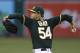 Oakland Athletics pitcher Sonny Gray works against the Cleveland Indians during the first inning of a baseball game Friday, July 14, 2017, in Oakland, Calif. (AP Photo/Ben Margot)