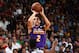 LAS VEGAS, NV - JULY 16: Lonzo Ball #2 of the Los Angeles Lakers shoots the ball against the Dallas Mavericks during the 2017 Summer League Semifinals on July 16, 2017 at the Thomas & Mack Center in Las Vegas, Nevada. NOTE TO USER: User expressly acknowledges and agrees that, by downloading and/or using this Photograph, user is consenting to the terms and conditions of the Getty Images License Agreement. Mandatory Copyright Notice: Copyright 2017 NBAE (Photo by Garrett Ellwood/NBAE via Getty Images)